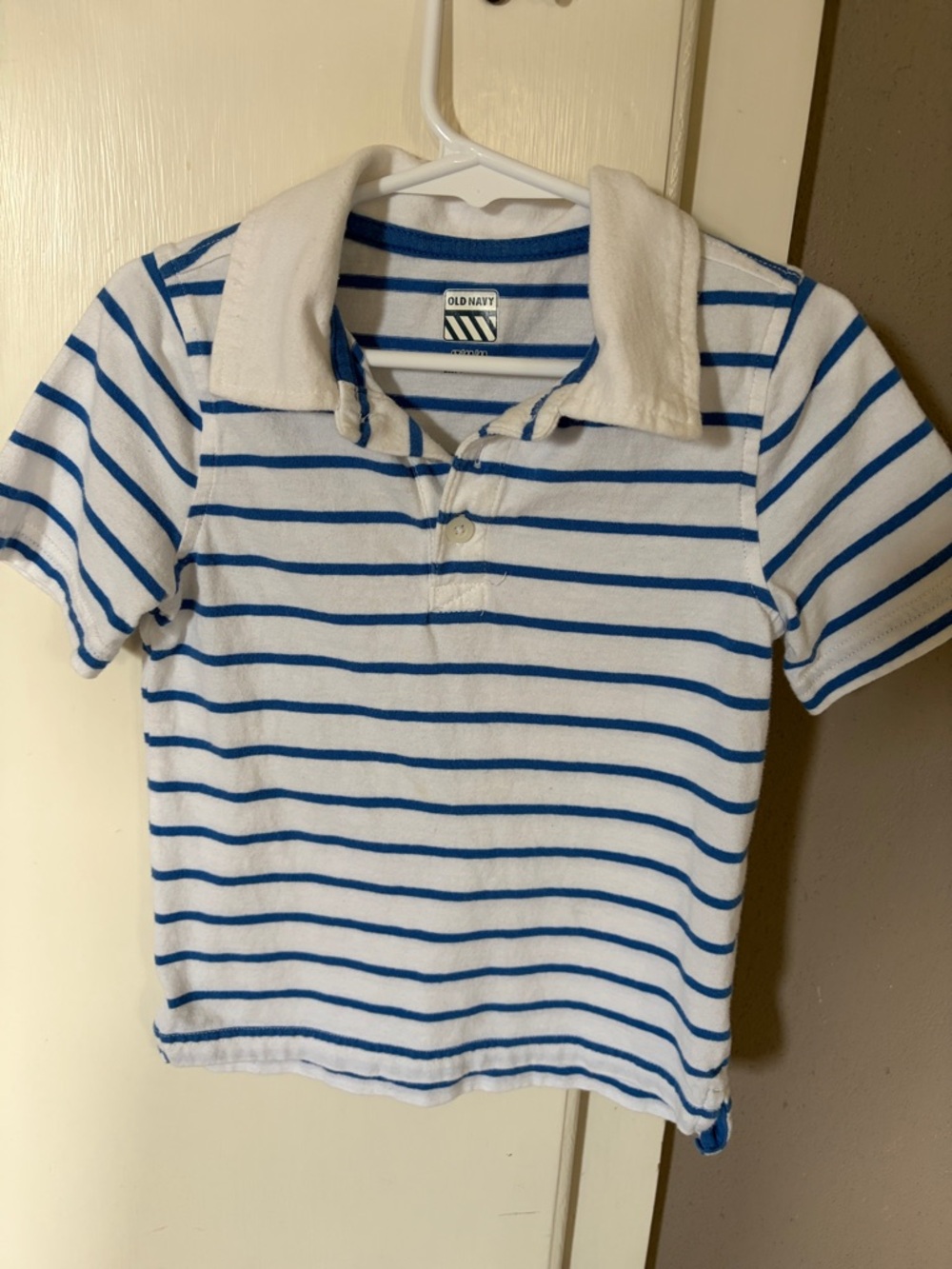 Old Navy Boys' White & Blue Striped Polo Shirt size 4T